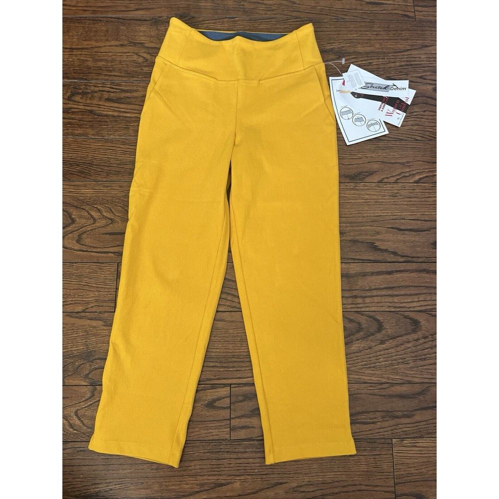 WOMEN WITH CONTROL‎ Size XXS CROP PANTS DENIM STRETCH RENEE MUSTARD NWT